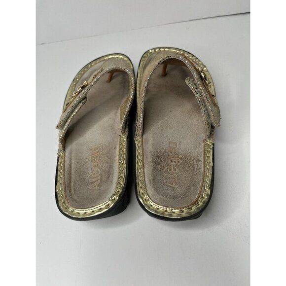 Algeria Women’s Thong Sandals/EUC/Size Euro38-US8/Gold & Multicolor Metallic - Picture 3 of 6